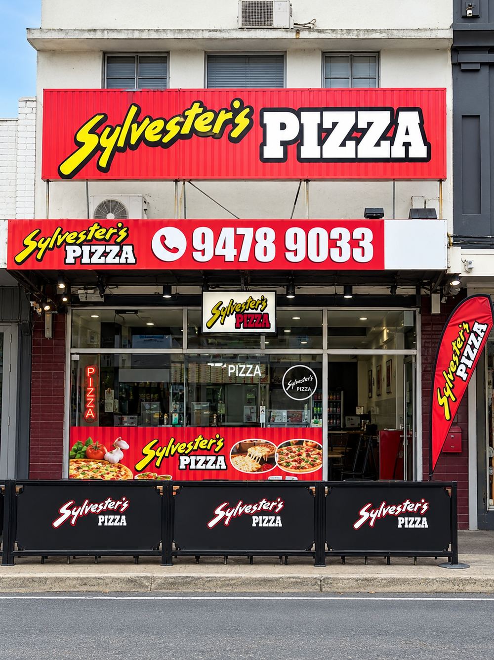 Sylvester's Pizza shopfront at 339 High Street, Preston